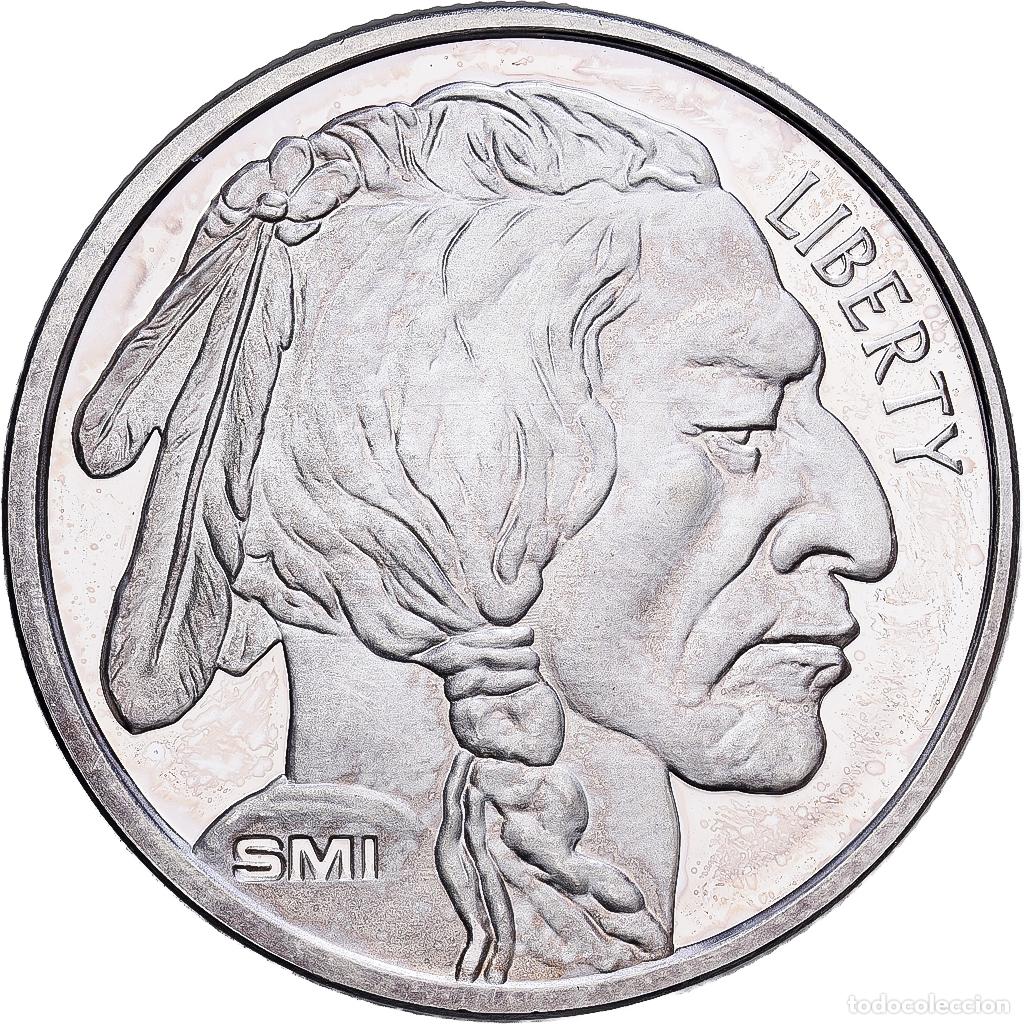 Monedas antiguas de Am&eacute;rica: [#1214546] Estados Unidos, 1 Oz, T&ecirc;te d'Indien, Bison, U.S. Mint, Plata, EBC