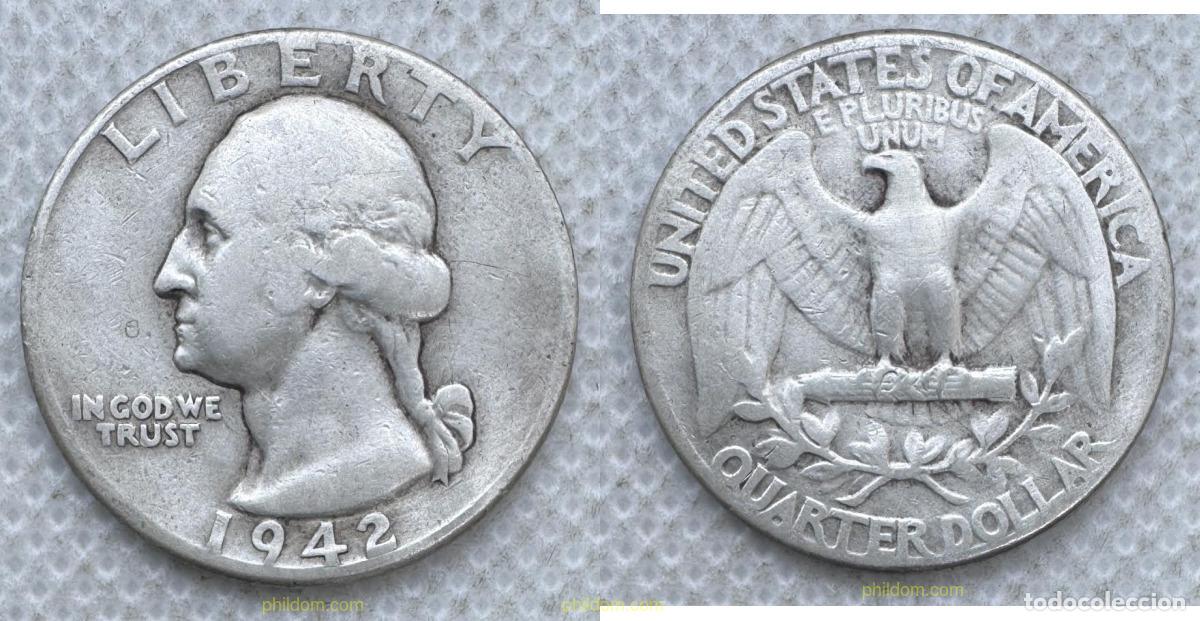 Monedas antiguas de Am&eacute;rica: 5456 ESTADOS UNIDOS 1942 ESTADOS UNIDOS QUARTER DOLLAR 1942 WASHINGTON
