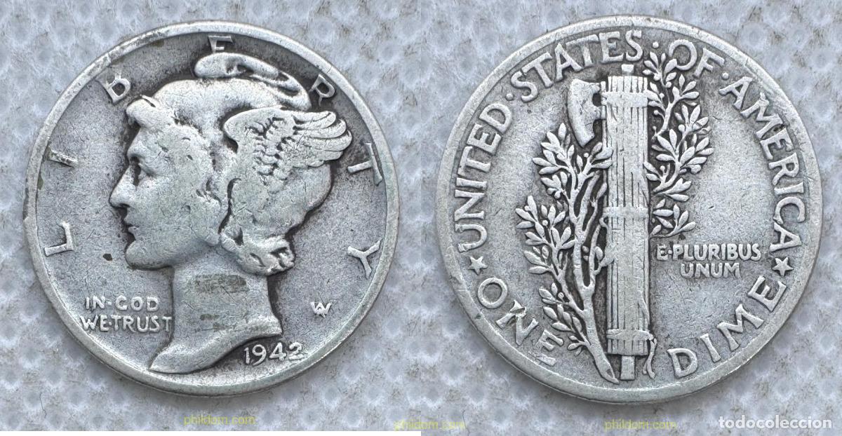Monedas antiguas de Am&eacute;rica: 5462 ESTADOS UNIDOS 1942 ESTADOS UNIDOS MERCURY DIME 1942