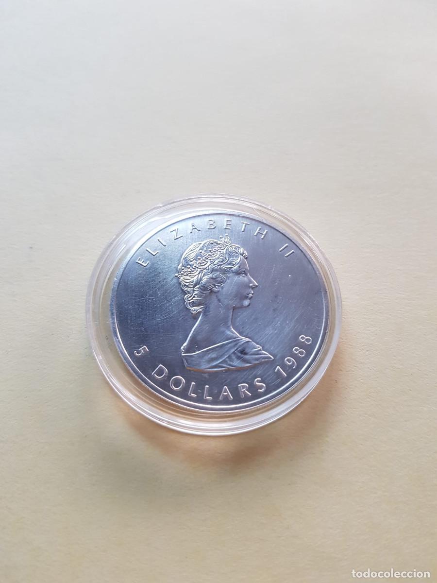 Monedas antiguas de Am&eacute;rica: CANADA- 5 DOLARES-1988- 1 ONZA PLATA 0,999