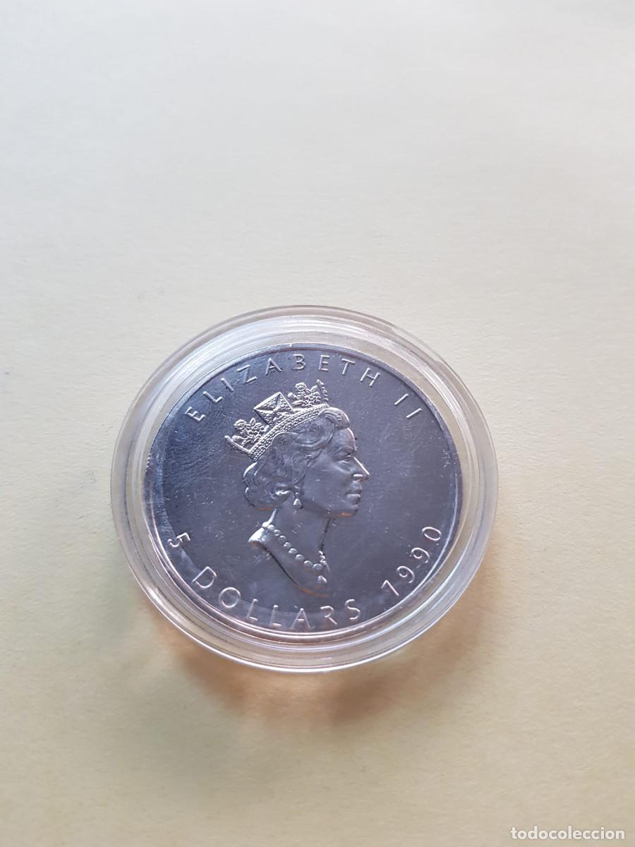 Monedas antiguas de Am&eacute;rica: CANADA- 5 DOLARES-1990- 1 ONZA PLATA 0,999