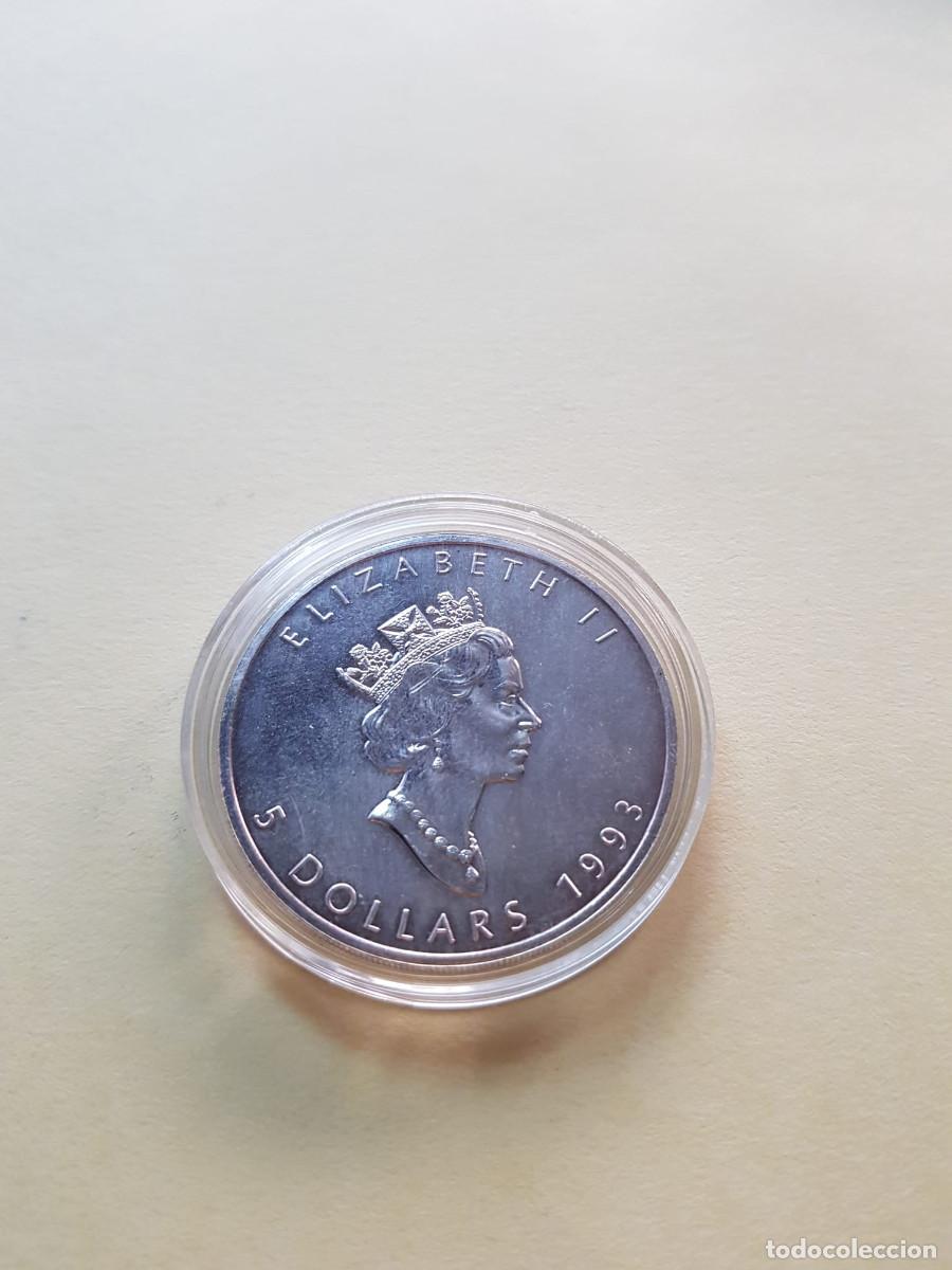 Monedas antiguas de Am&eacute;rica: CANADA- 5 DOLARES-1993-1 ONZA PLATA 0,999
