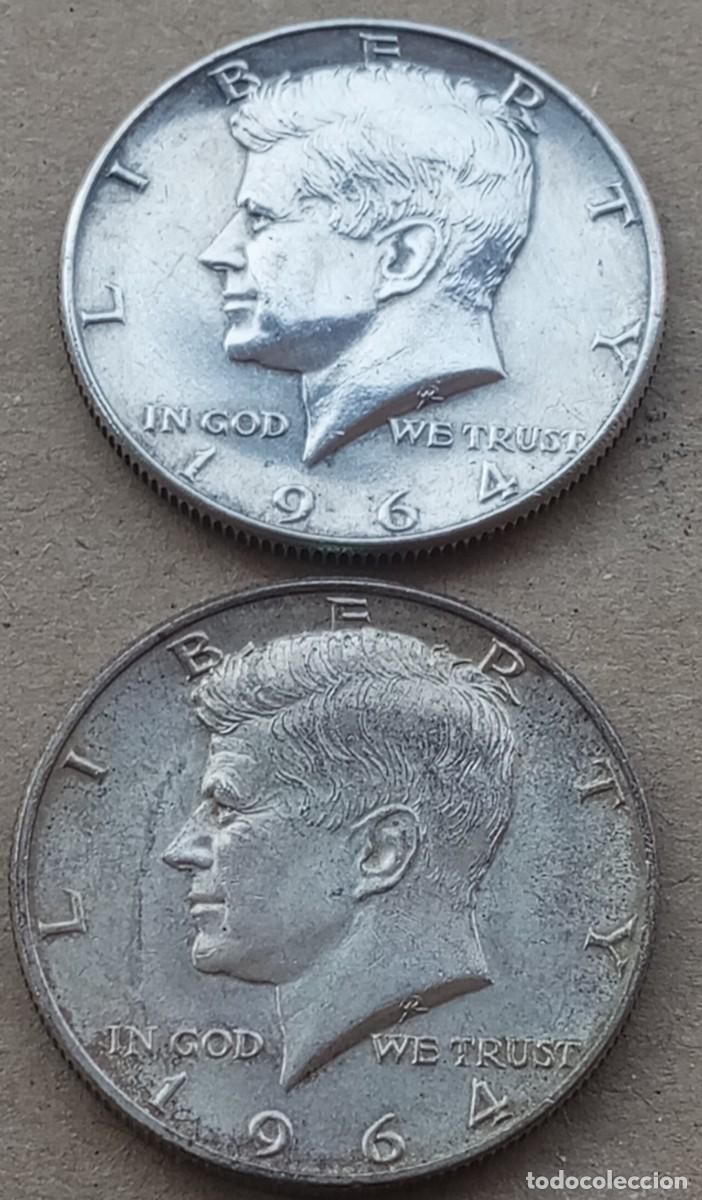 Monedas antiguas de Am&eacute;rica: LOTE DE 2 MONEDAS DE ESTADOS UNIDOS DE 1/2 DOLLAR DE KENNEDY. (PLATA)