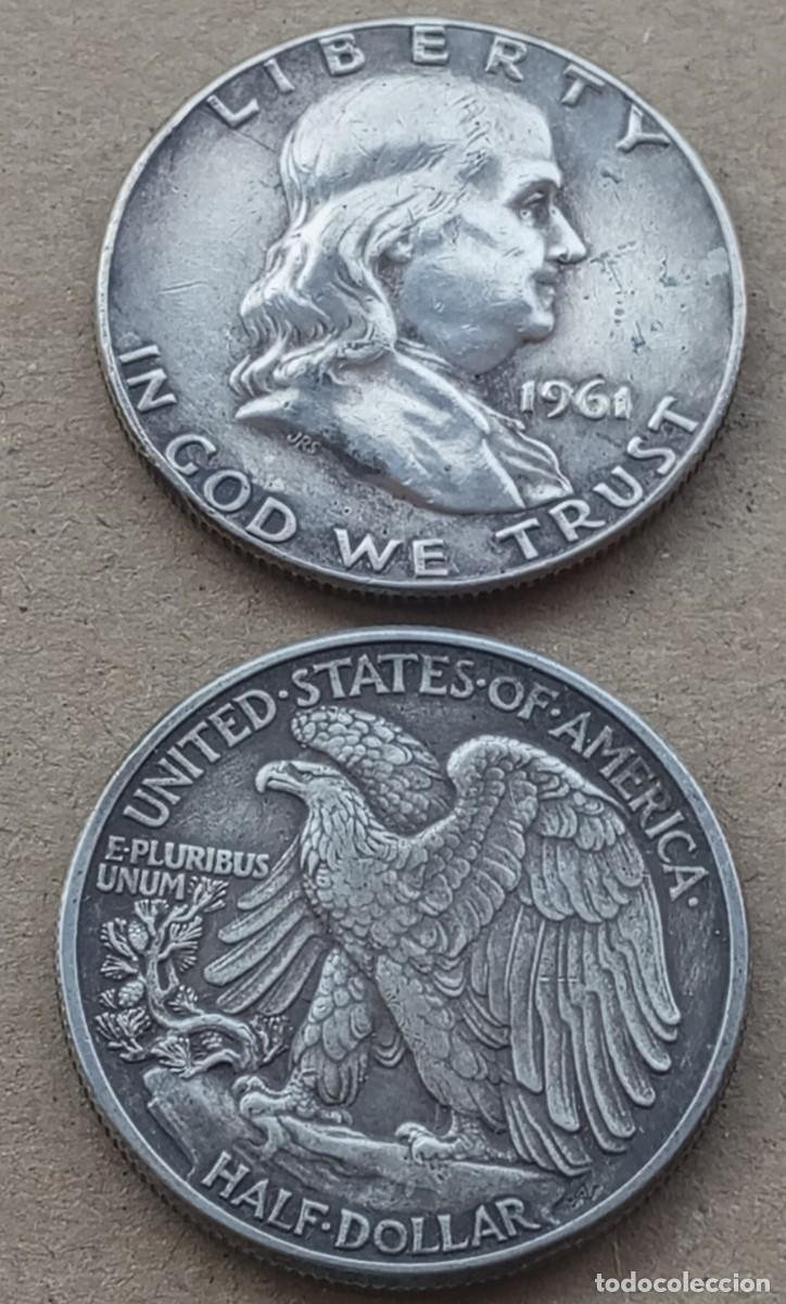 Monedas antiguas de Am&eacute;rica: LOTE DE 2 MONEDAS DE ESTADOS UNIDOS DE 1/2 DOLLAR. (PLATA)
