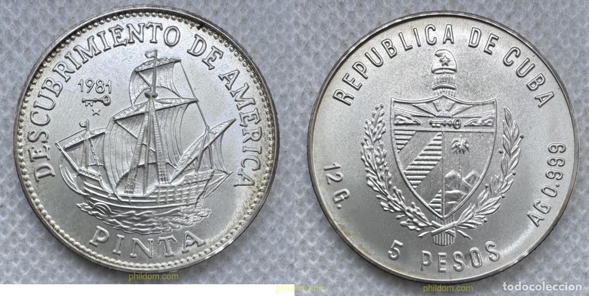 Monedas antiguas de Am&eacute;rica: 5464 CUBA 1981 CUBA 5 PESOS 1981 PINTA