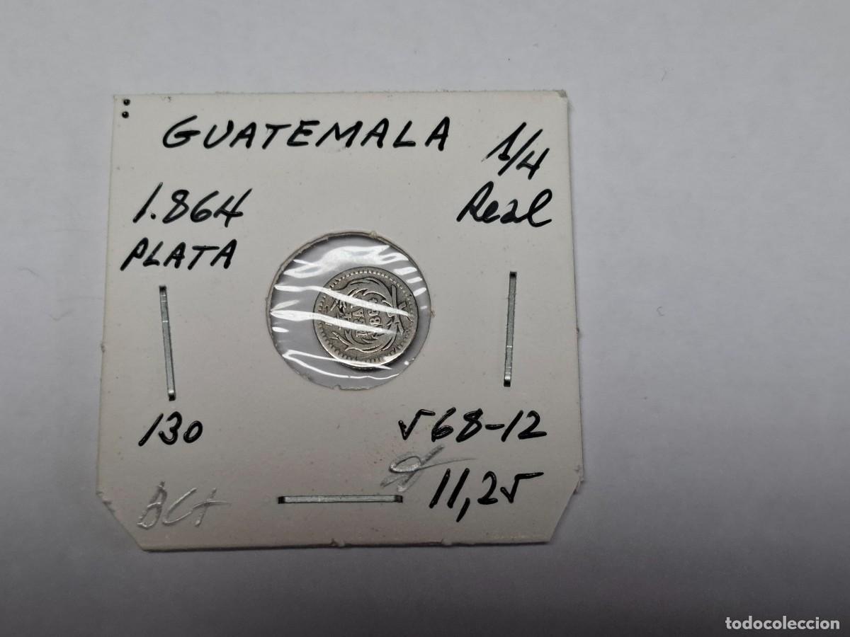 Monedas antiguas de Am&eacute;rica: 1/4 de REAL de PLATA de 1864 KM 130 GUATEMALA en BC+