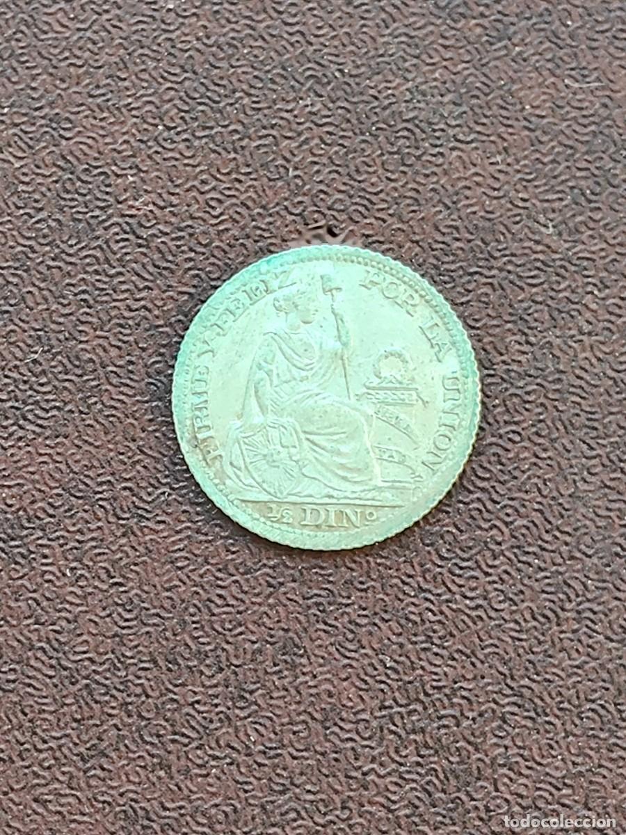 Monedas antiguas de Am&eacute;rica: MONEDA DE 1/2 DINERO DINO DE PERU DEL A&Ntilde;O 1892 DE PLATA.