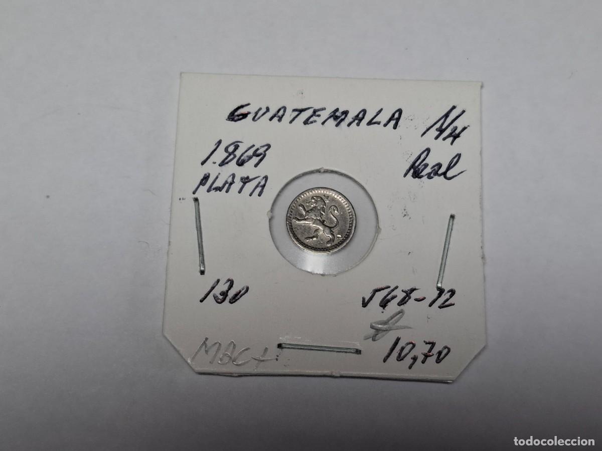 Monedas antiguas de Am&eacute;rica: 1/4 de REAL de PLATA de 1869 KM 130 GUATEMALA en MBC+