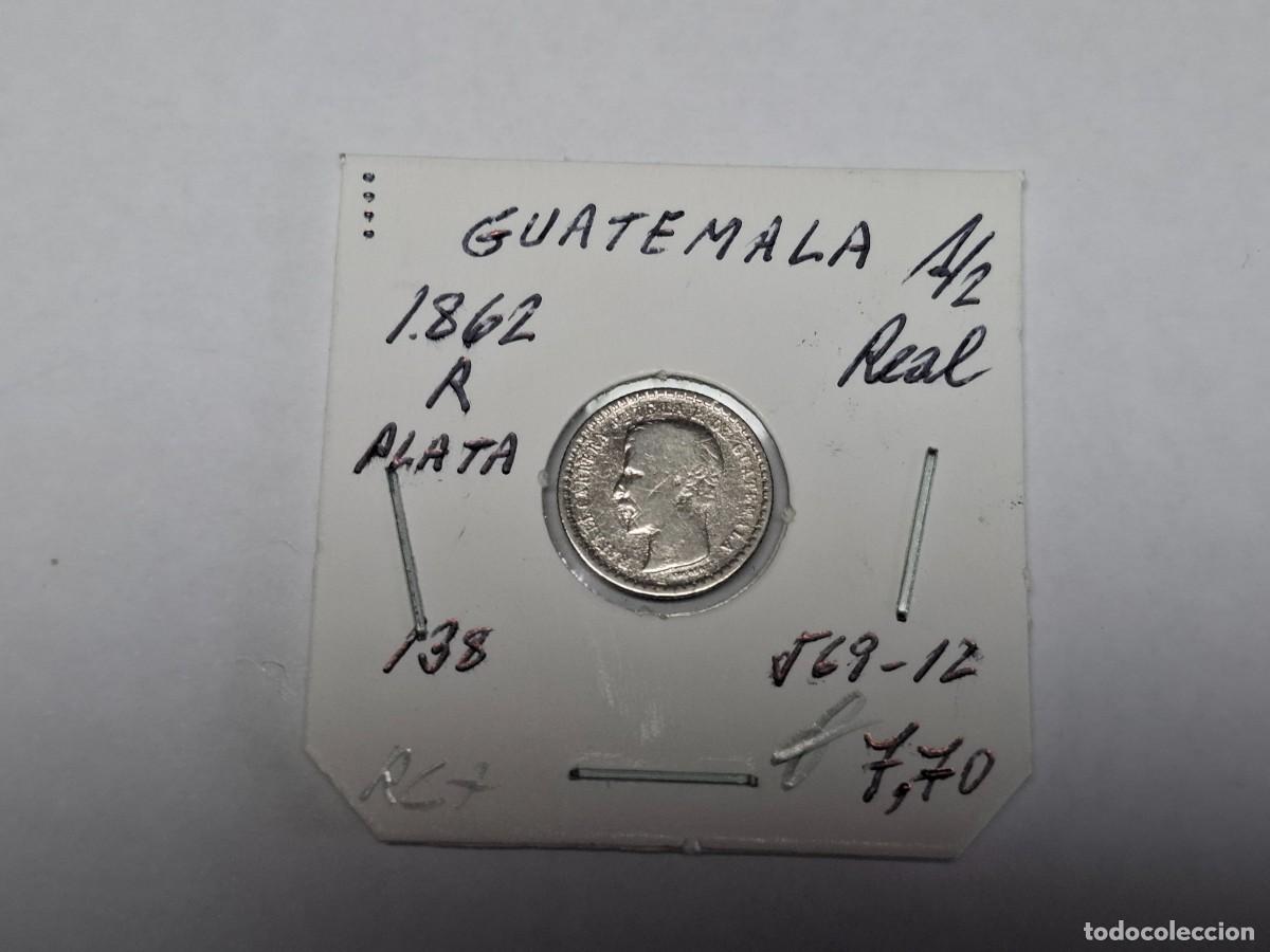 Monedas antiguas de Am&eacute;rica: 1/2 de REAL de PLATA de 1862 R KM 138 GUATEMALA en RC+