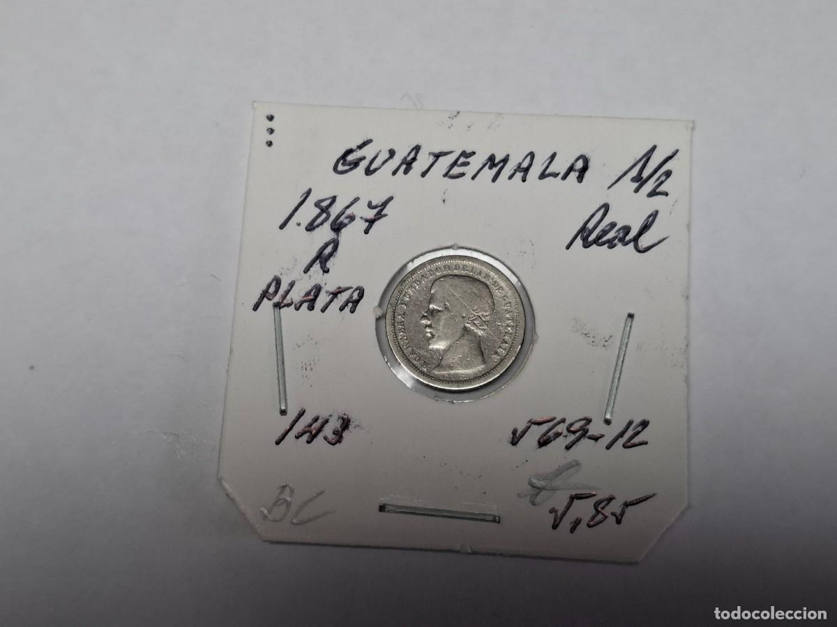 Monedas antiguas de Am&eacute;rica: 1/2 de REAL de PLATA de 1867 R KM 143 GUATEMALA en BC