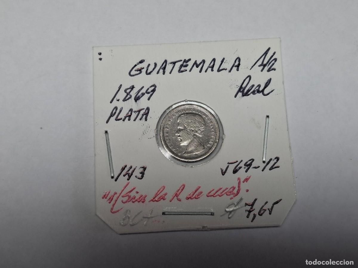 Monedas antiguas de Am&eacute;rica: 1/2 de REAL de PLATA de 1869 KM 143 GUATEMALA en BC+