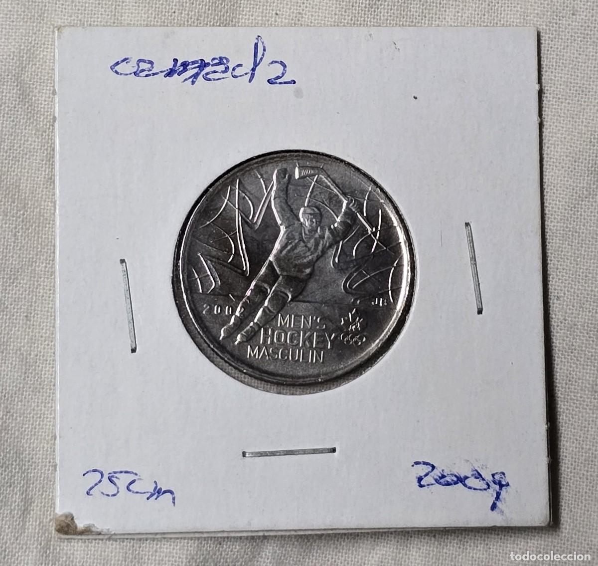 Alte M&uuml;nzen aus Amerika: MONEDA DE CANADA 2009 - 25 CENTAVOS HOCKEY SOBRE HIELO MASCULINO - MONEDA ENCARTONADA