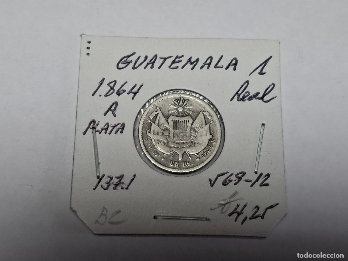 Monedas antiguas de Am&eacute;rica: 1 REAL de PLATA de 1864 R KM 137.1 GUATEMALA en BC