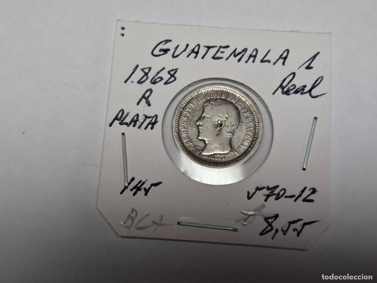 Monedas antiguas de Am&eacute;rica: 1 REAL de PLATA de 1868 R KM 145 GUATEMALA en BC+