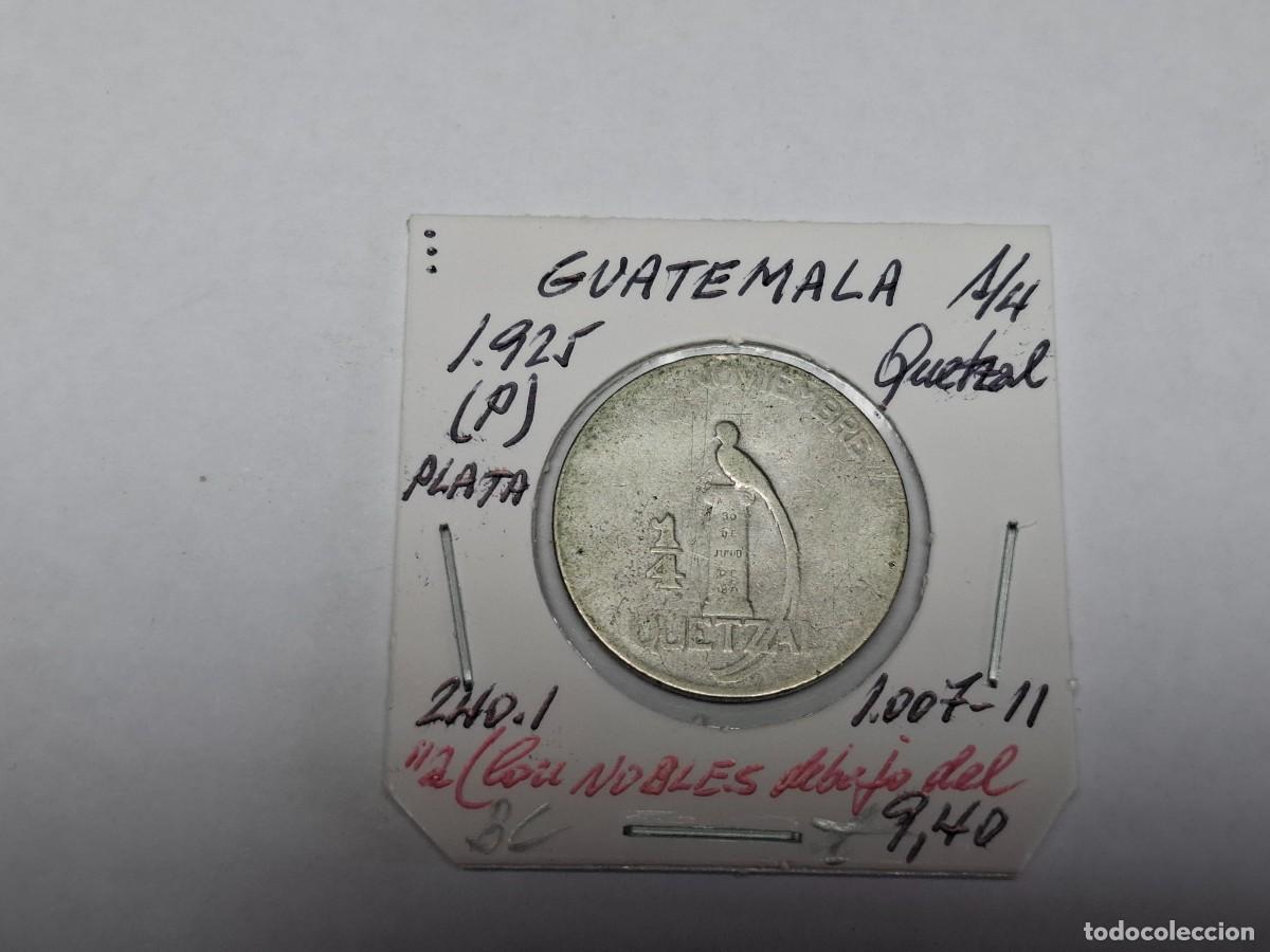 Monedas antiguas de Am&eacute;rica: 1/4 de QUETZAL de PLATA de 1925 P KM 240.1 GUATEMALA en BC