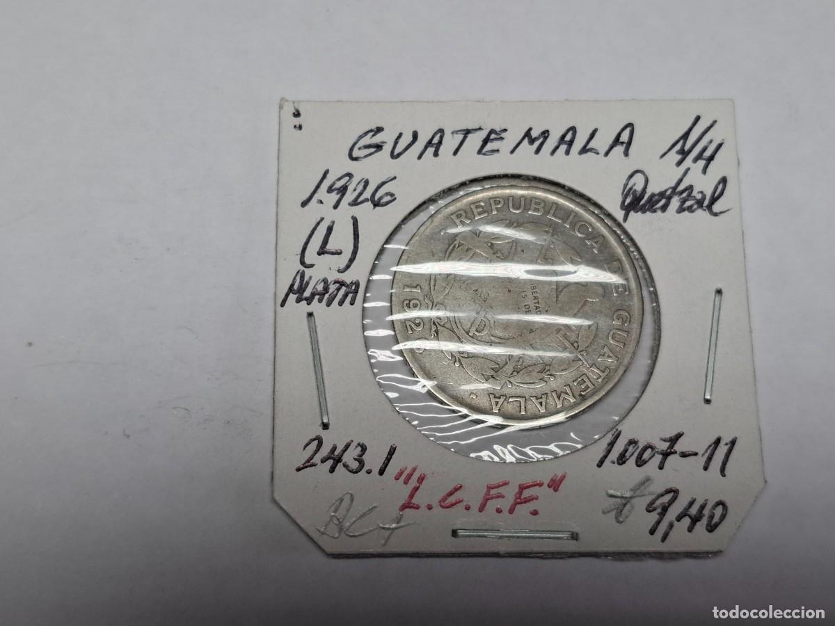 Monedas antiguas de Am&eacute;rica: 1/4 de QUETZAL de PLATA de 1926 L KM 243.1 GUATEMALA en BC+