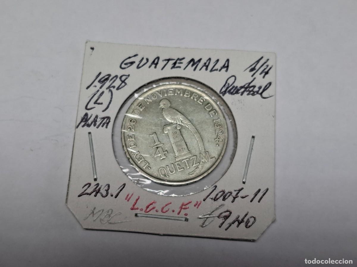 Monedas antiguas de Am&eacute;rica: 1/4 de QUETZAL de PLATA de 1928 L KM 243.1 GUATEMALA en MBC