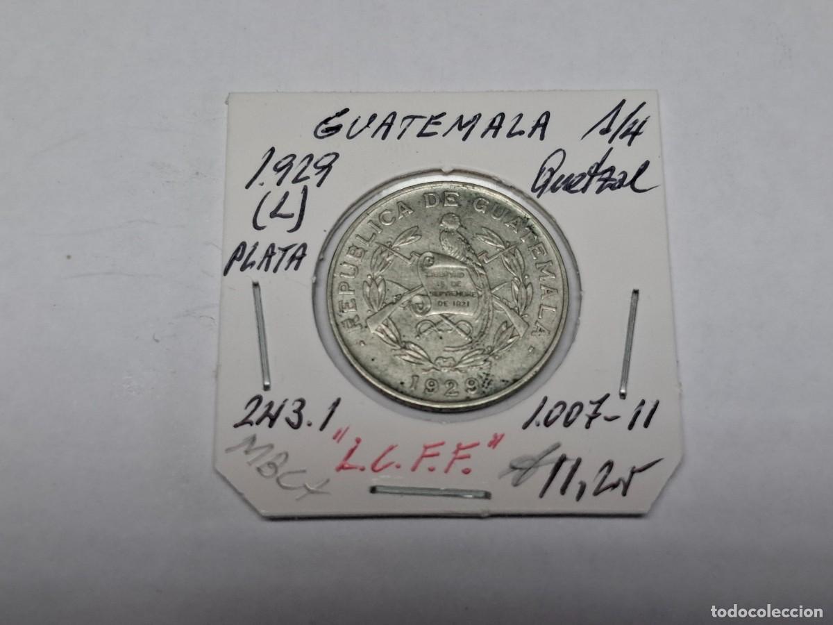 Monedas antiguas de Am&eacute;rica: 1/4 de QUETZAL de PLATA de 1929 L KM 243.1 GUATEMALA en MBC+