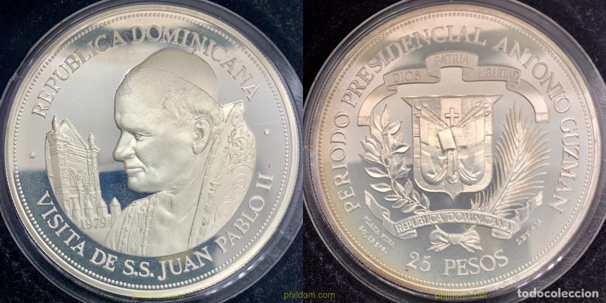 Monedas antiguas de Am&eacute;rica: 3027 DOMINICANA 1979 DOMINICANA 25 PESOS 1979 VISITA DE JUAN PABLO II