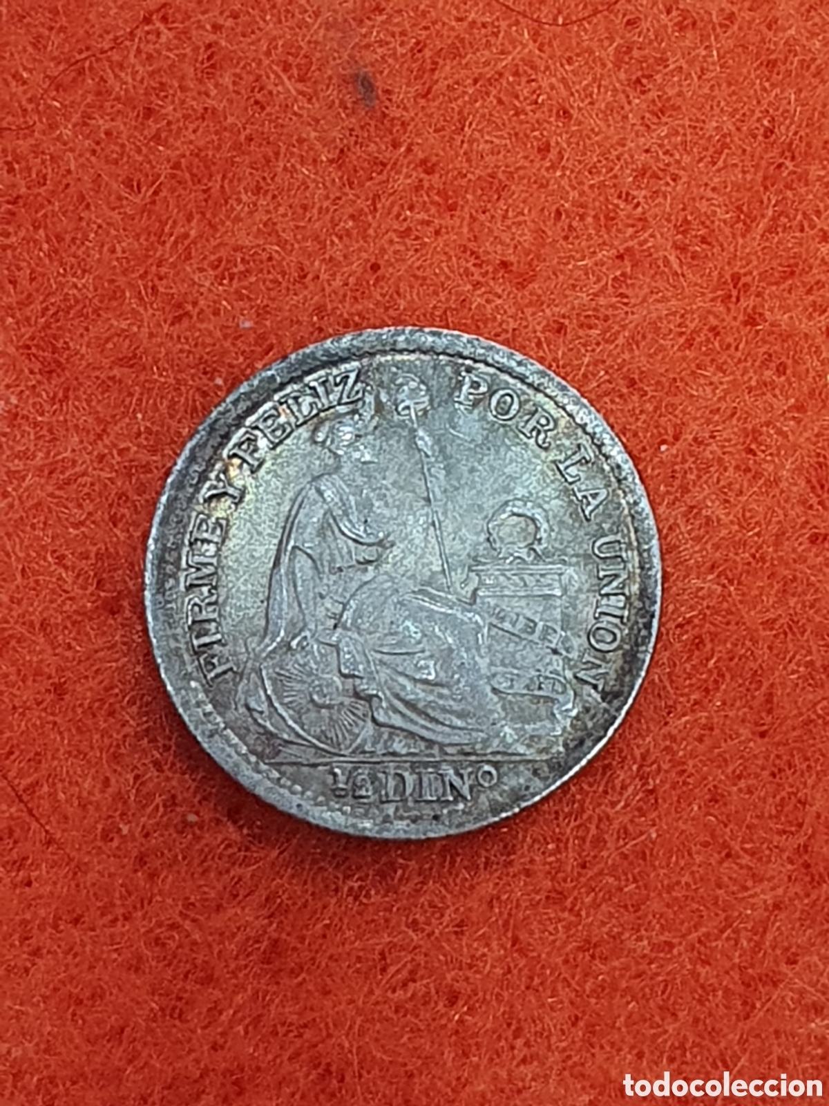 Moedas antigas da Am&eacute;rica: &frac12; Sol de Per&uacute;. Plata. 1916. (L129)
