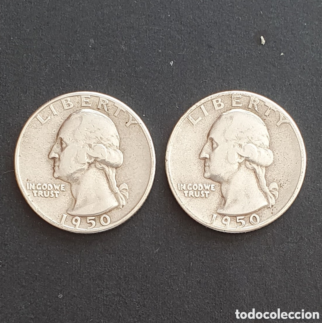Monedas antiguas de Am&eacute;rica: EEUU 2 MONEDAS 1/4 D&Oacute;LAR PLATA 1950