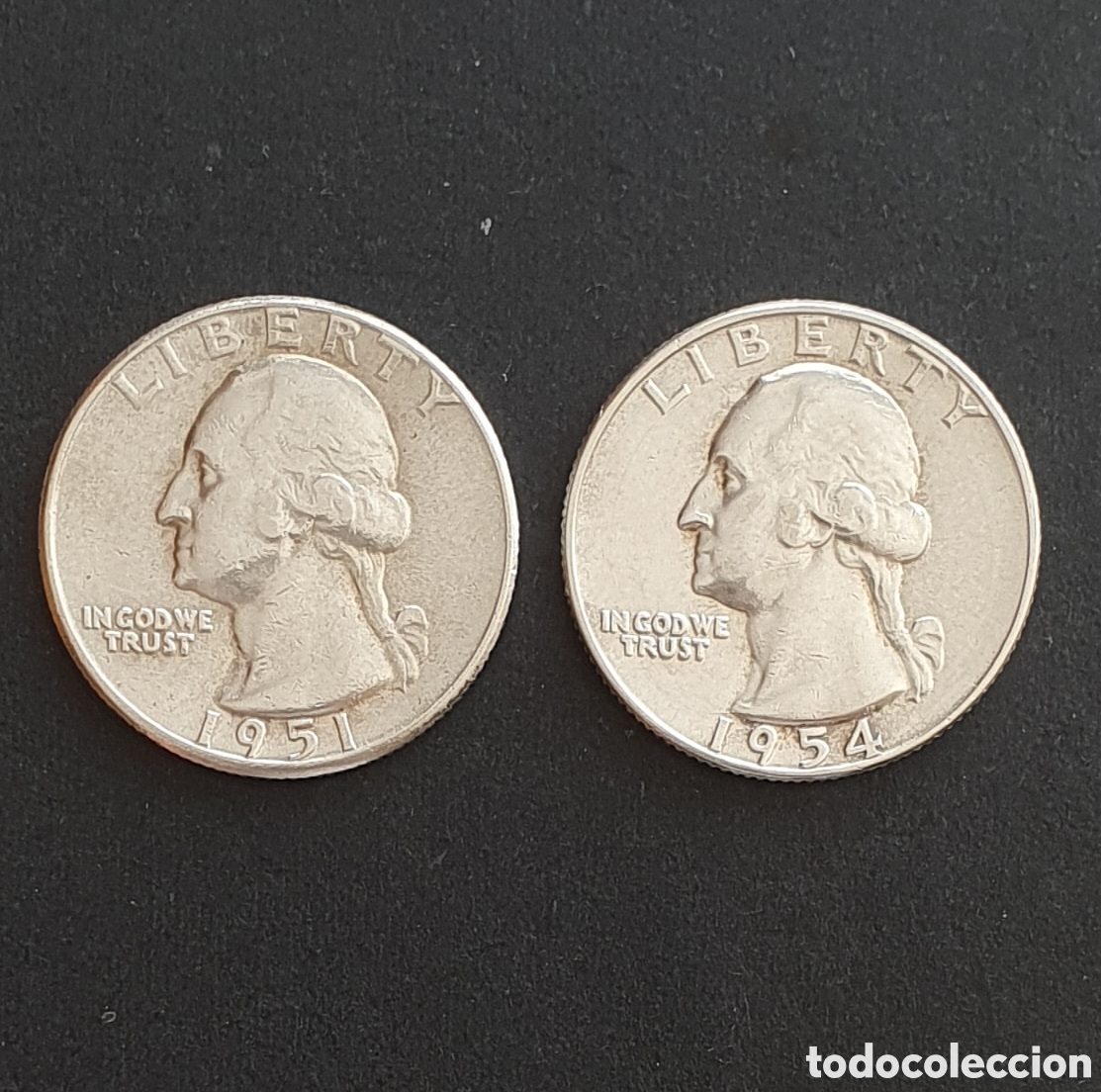 Monedas antiguas de Am&eacute;rica: EEUU 2 MONEDAS 1/4 D&Oacute;LAR PLATA 1951-1954 FILADELFIA
