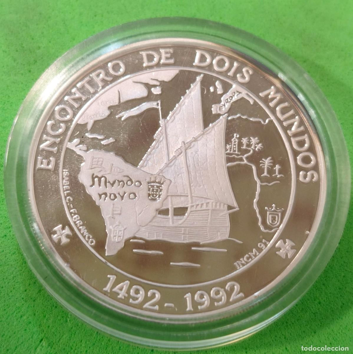Monedas antiguas de Am&eacute;rica: PORTUGAL. A&Ntilde;O 1991.- 1000 ESCUDOS PLATA &rdquo;ENCUENTRO ENTRE DOS MUNDOS&rdquo;. PESO 27 GR