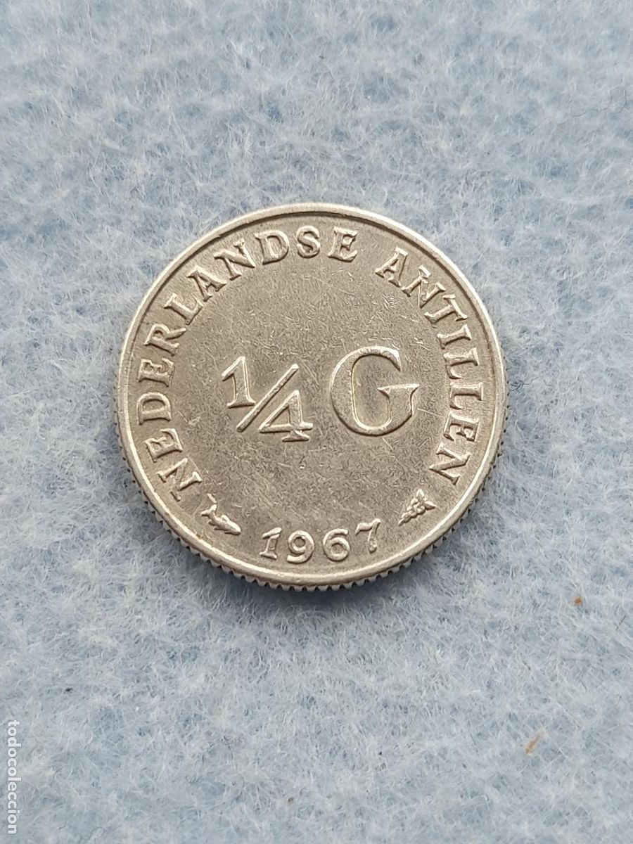 Monnaies anciennes d'Am&eacute;rique: Antillas Holandesas. 1/4 Gulden. A&ntilde;o 1967. Plata.