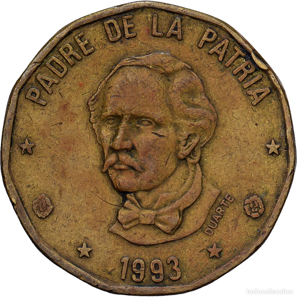 Monedas antiguas de Am&eacute;rica: [#1513550] Rep&uacute;blica Dominicana, Peso, 1993, laiton, MBC, KM:80.1