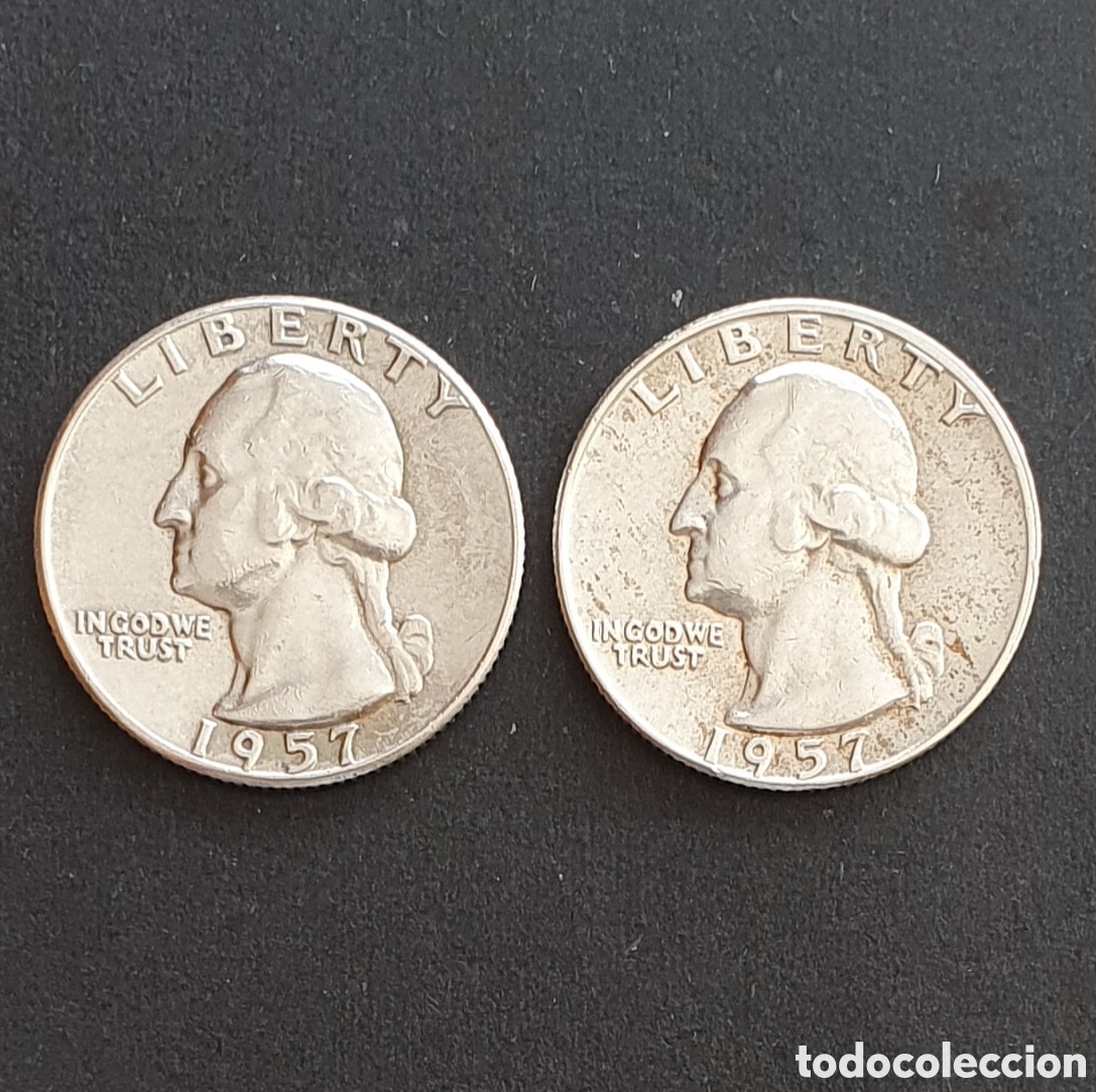 Monedas antiguas de Am&eacute;rica: EEUU 2 MONEDAS 1/4 D&Oacute;LAR PLATA 1957