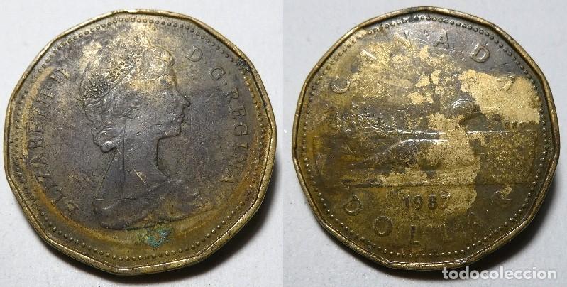 Monedas antiguas de Am&eacute;rica: Moneda de Canad&aacute; 1 dolar 1987