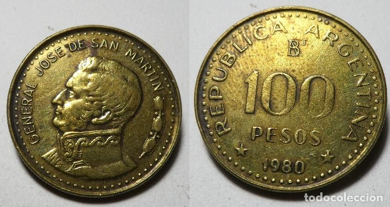Monedas antiguas de Am&eacute;rica: Moneda de Argentina, 100 Pesos de 1980