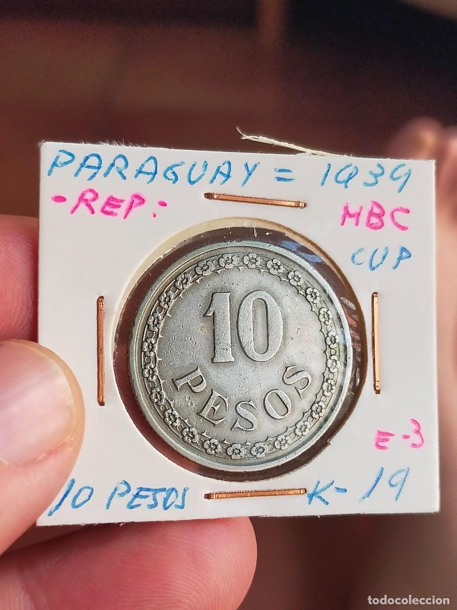 Monnaies anciennes d'Am&eacute;rique: MONEDA DE 10 DIEZ PESOS PARAGUAY 1939 MUY BUENA CONSERVACION