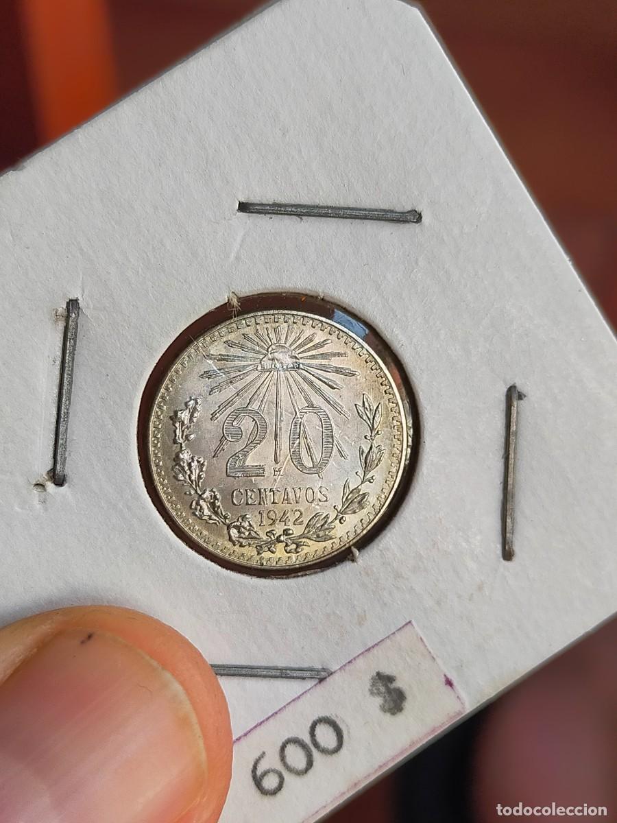 Monedas antiguas de Am&eacute;rica: MONEDA DE 20 VEINTE CENTAVOS MEXICO MEJICO 1942 EXCELENTE CONSERVACION PLATA