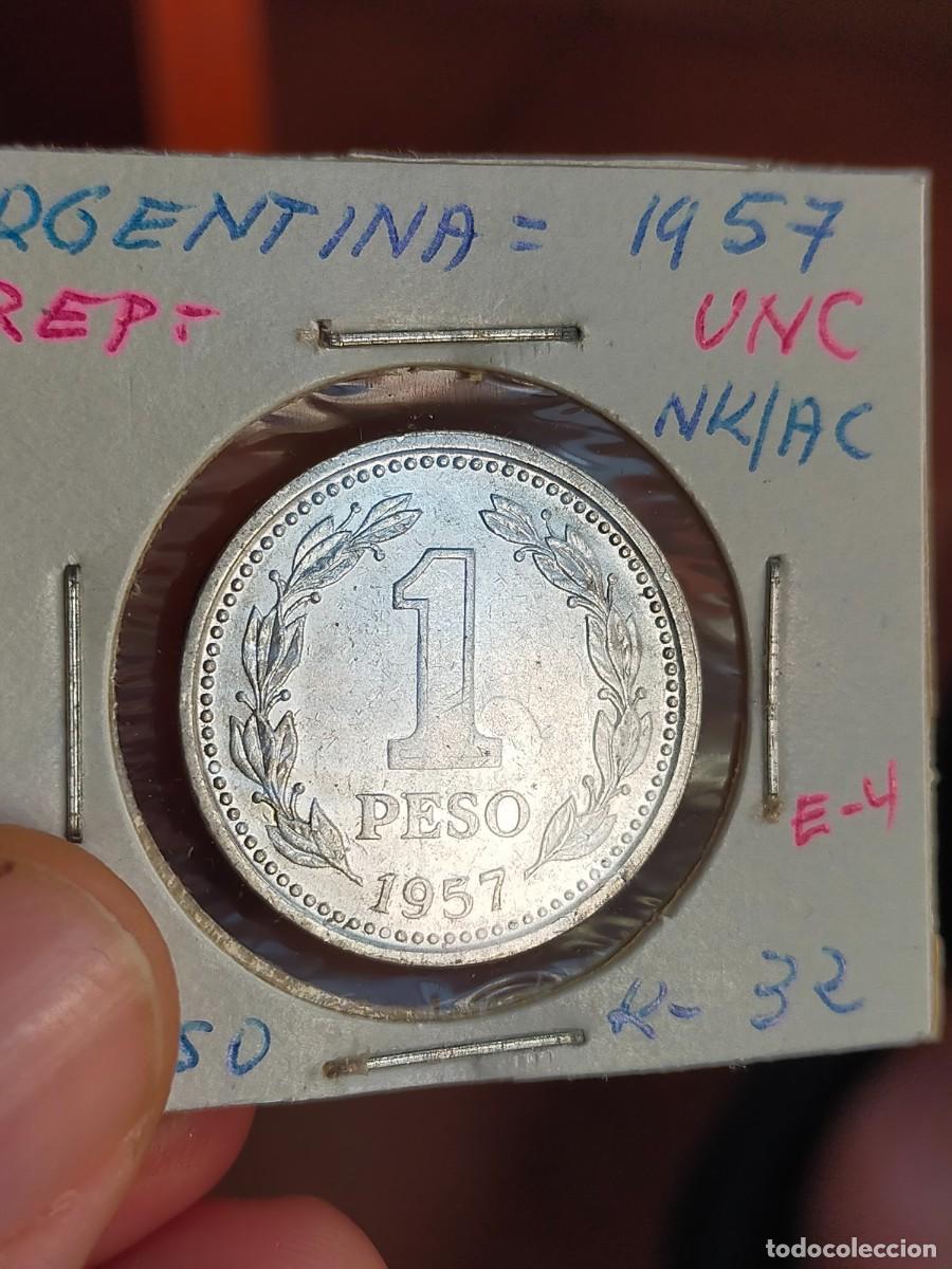 Monedas antiguas de Am&eacute;rica: MONEDA DE 1 UN PESO REPUBLICA ARGENTINA 1957 SIN CIRCULAR