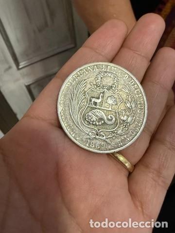 Monedas antiguas de Am&eacute;rica: Moneda de Plata de 1 Sol Per&uacute; 1869 LIMA Y.B. - Escasa Fecha Antigua