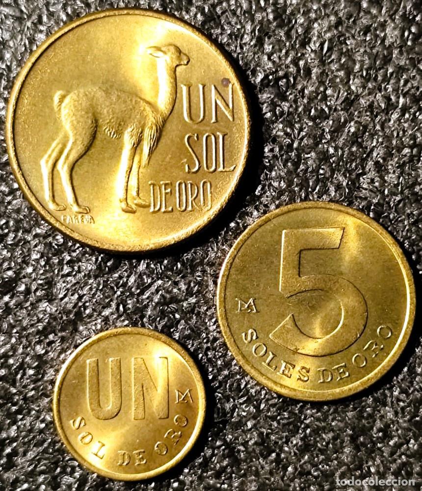 Alte M&uuml;nzen aus Amerika: Per&uacute; &ndash; 3 Soles de Oro (3 Monedas, Soles de Oro)&bull; Sin Circular &bull; Lote 2574