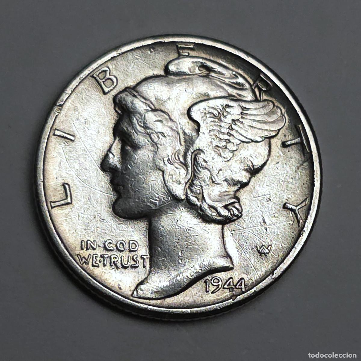 Monedas antiguas de Am&eacute;rica: MONEDA DE PLATA ESTADOS UNIDOS. ONE DIME 1944
