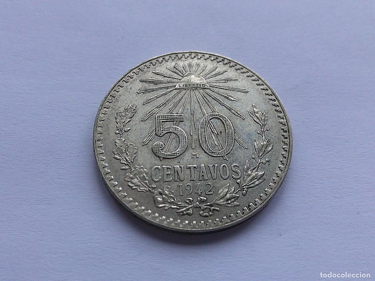 Monedas antiguas de Am&eacute;rica: Mexico 50 centavos de plata 1942 M 18ea28