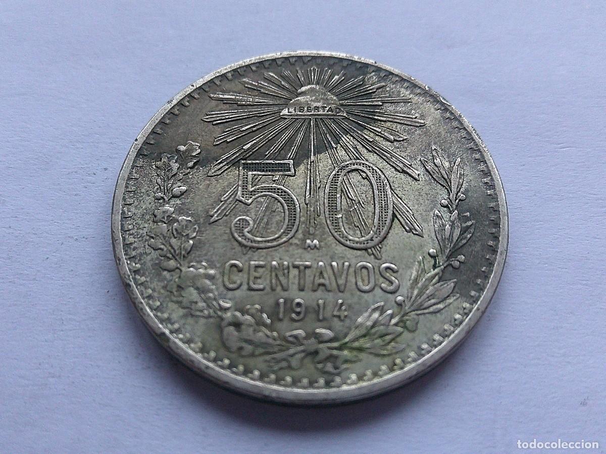 Monedas antiguas de Am&eacute;rica: Mexico 50 centavos de plata 1914 M 15ea28