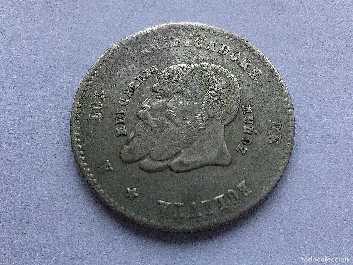 Monedas antiguas de Am&eacute;rica: Bolivia 1/2 melgarejo de plata 1865 9ea28