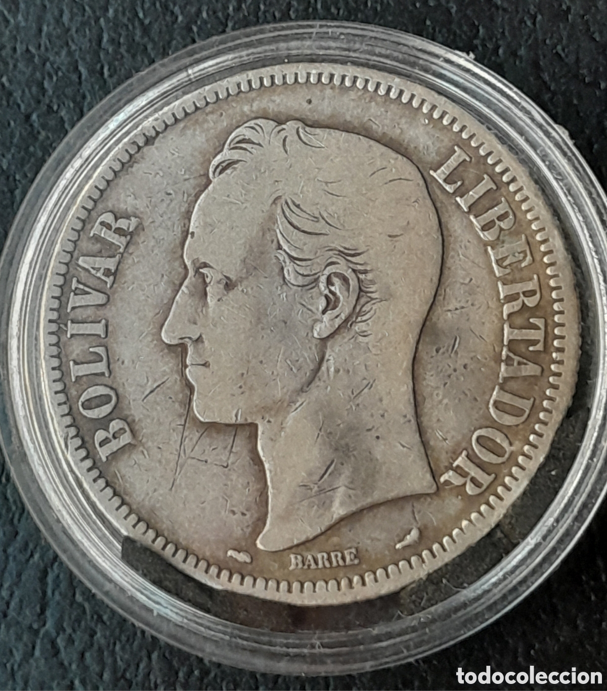Monnaies anciennes d'Am&eacute;rique: Venezuela 1912, 5 bolivares, 24,53 gr,moneda plata, moneta argento, silver coin