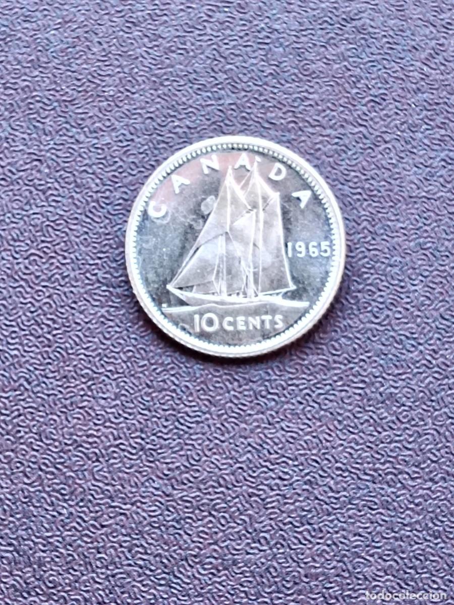 Monedas antiguas de Am&eacute;rica: MONEDA DE 10 CENTIMOS DE CANADA DEL A&Ntilde;O 1965.DE PLATA.SIN CIRCULAR.