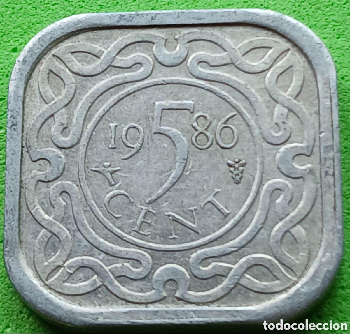 Monedas antiguas de Am&eacute;rica: Surinam 5 cents 1986 km#12a ESCASA!
