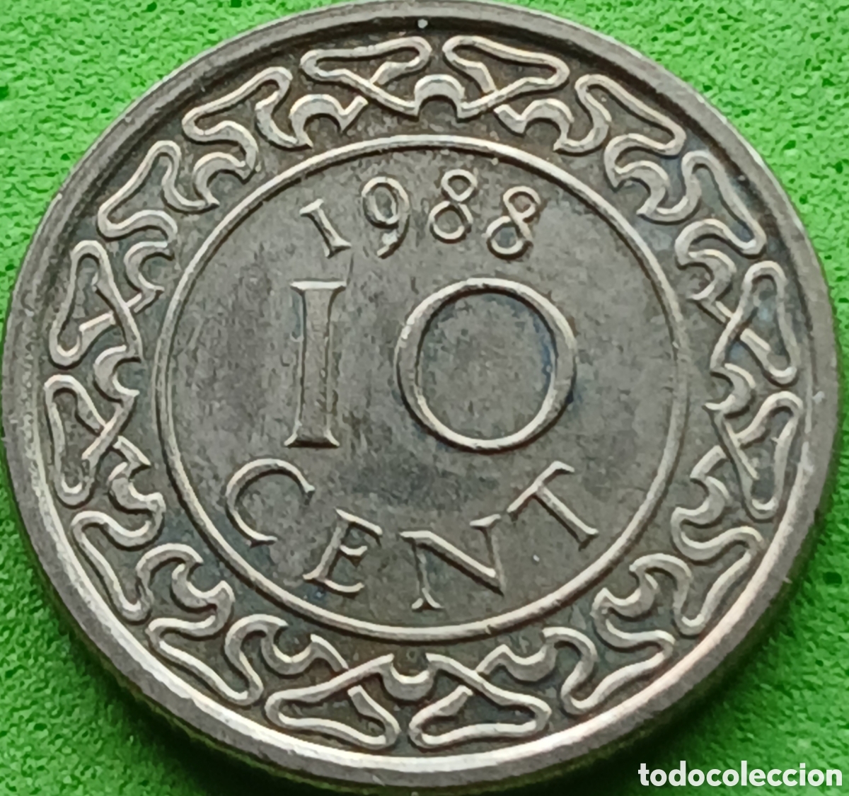 Monedas antiguas de Am&eacute;rica: Surinam 10 cents 1988 km#13a poco com&uacute;n