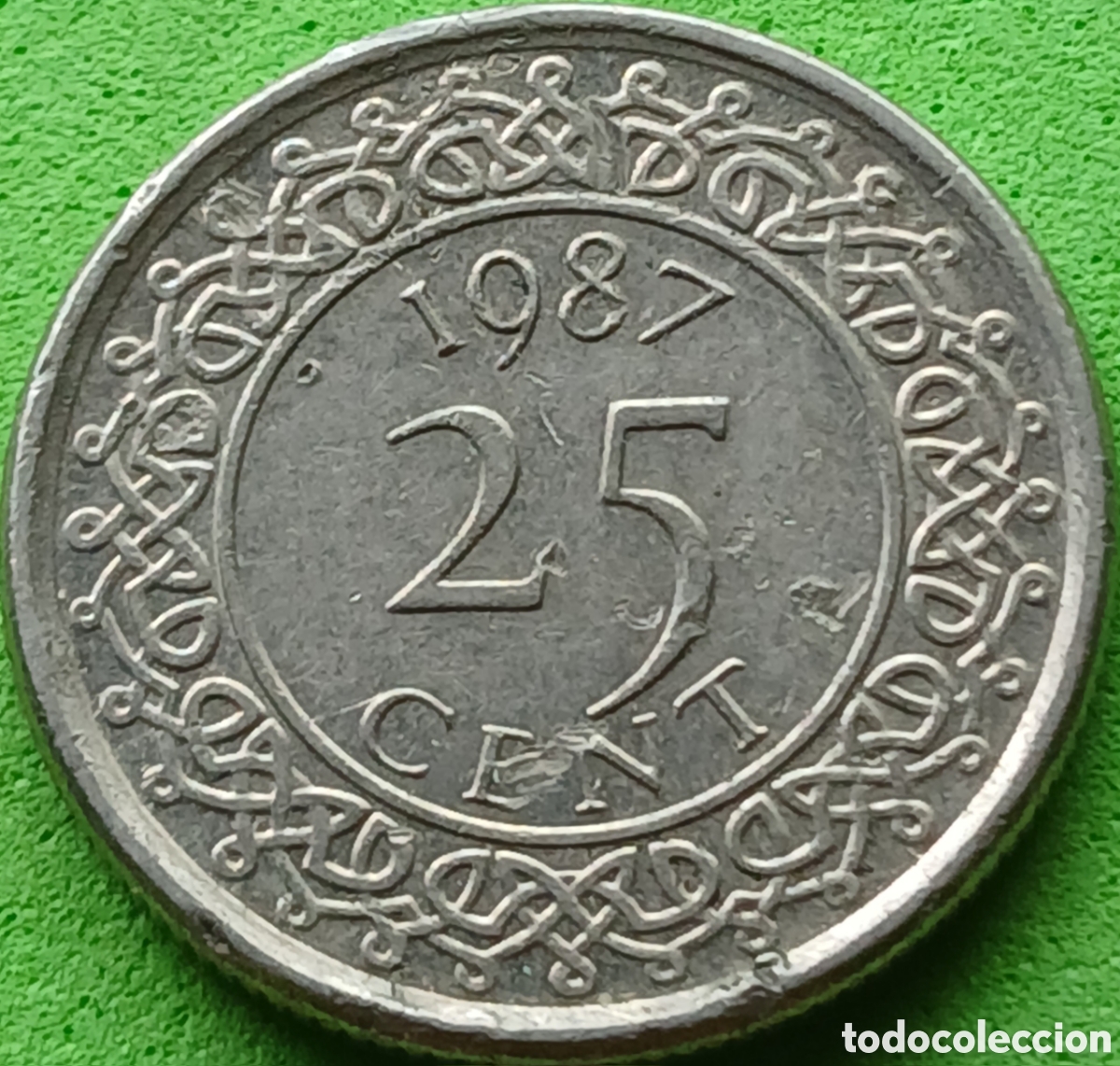 Monedas antiguas de Am&eacute;rica: Surinam 25 cents 1987 km#14a