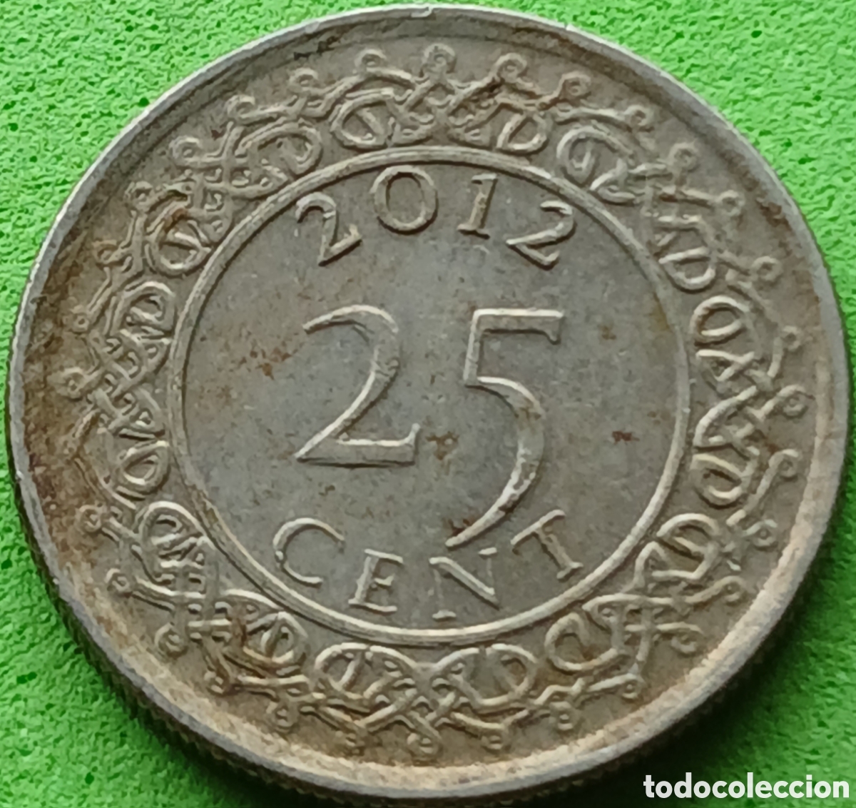 Monedas antiguas de Am&eacute;rica: Surinam 25 cents 2012 km#14a sin marca /poco com&uacute;n