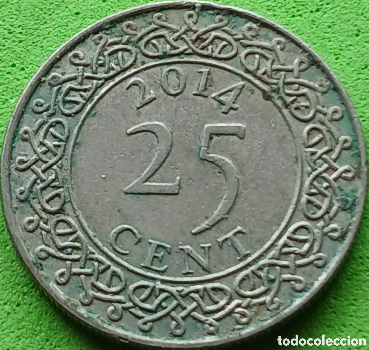 Monedas antiguas de Am&eacute;rica: Surinam 25 cents 2014 km#14a poco com&uacute;n