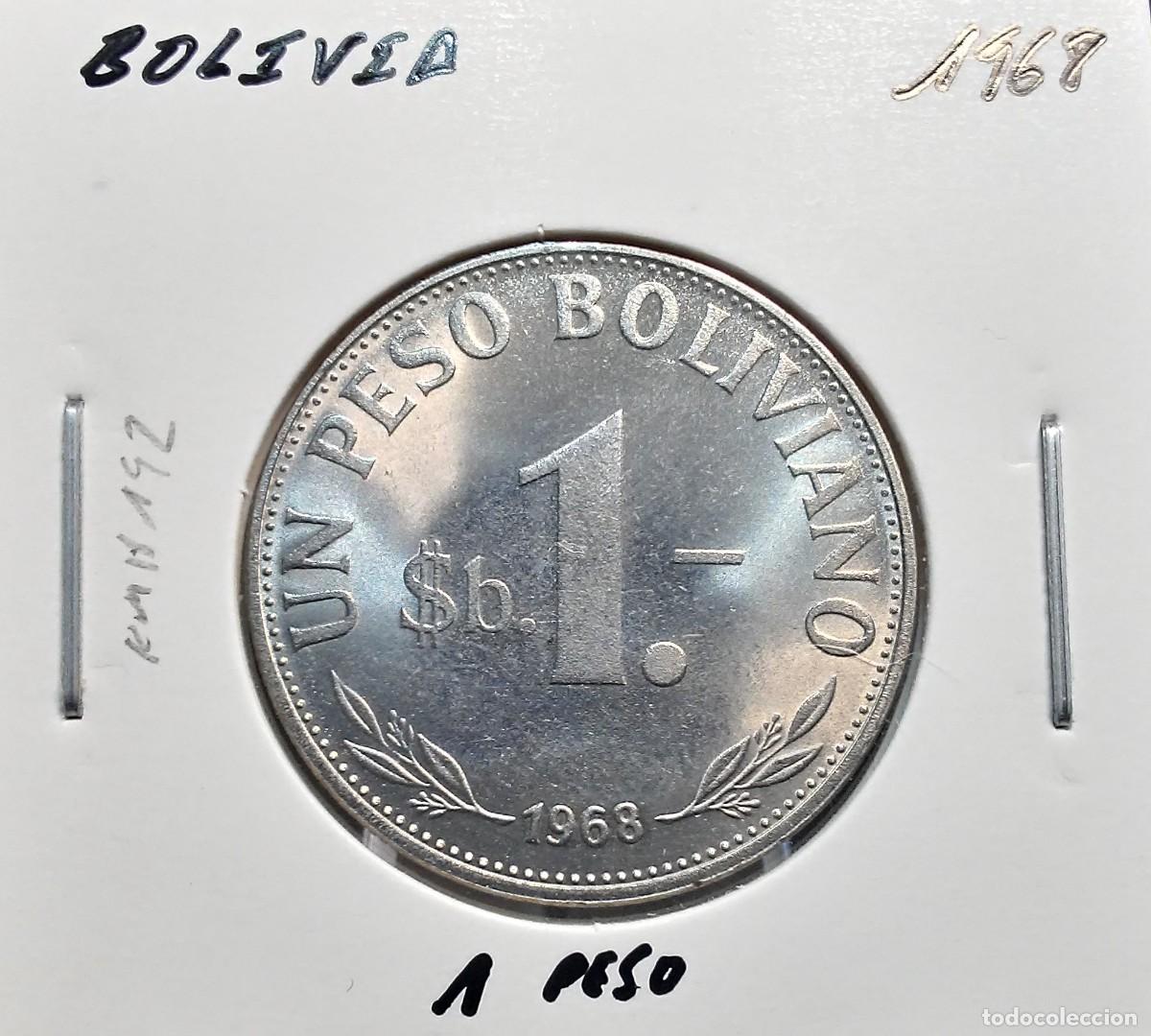 Monedas antiguas de Am&eacute;rica: BOLIVIA 1 PESO 1968 KM#192 EBC.