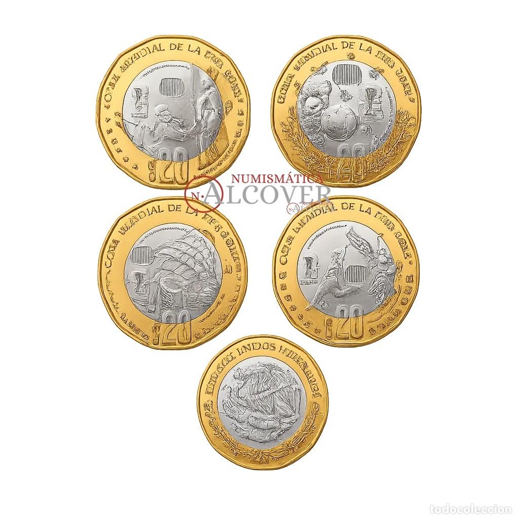 Monedas antiguas de Am&eacute;rica: MEXICO Juevo completo 4 x 20 Pesos 2026 Mundial F&uacute;tbol FIFA M&eacute;jico SC